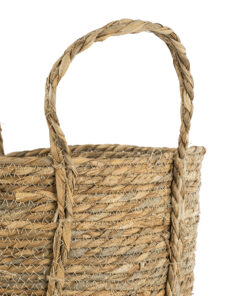 GloboStar® Artificial Garden TINOS 20292 Διακοσμητικό Πλεκτό Καλάθι – Κασπώ Γλάστρα – Flower Pot Μπεζ Φ35cm x Υ30cm