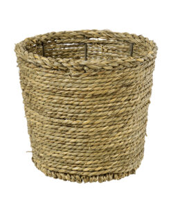 GloboStar® Artificial Garden THASSOS 20293 Διακοσμητικό Πλεκτό Καλάθι – Κασπώ Γλάστρα – Flower Pot Μπεζ με Καφέ Φ20cm x Υ22cm