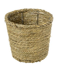 GloboStar® Artificial Garden THASSOS 20293 Διακοσμητικό Πλεκτό Καλάθι – Κασπώ Γλάστρα – Flower Pot Μπεζ με Καφέ Φ20cm x Υ22cm