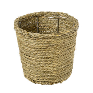 GloboStar® Artificial Garden THASSOS 20293 Διακοσμητικό Πλεκτό Καλάθι – Κασπώ Γλάστρα – Flower Pot Μπεζ με Καφέ Φ20cm x Υ22cm