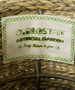 GloboStar® Artificial Garden THASSOS 20293 Διακοσμητικό Πλεκτό Καλάθι – Κασπώ Γλάστρα – Flower Pot Μπεζ με Καφέ Φ20cm x Υ22cm