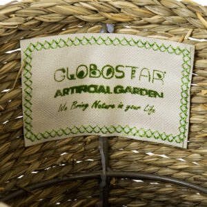 GloboStar® Artificial Garden THASSOS 20293 Διακοσμητικό Πλεκτό Καλάθι – Κασπώ Γλάστρα – Flower Pot Μπεζ με Καφέ Φ20cm x Υ22cm