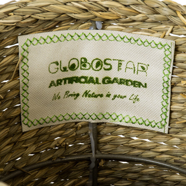 GloboStar® Artificial Garden THASSOS 20293 Διακοσμητικό Πλεκτό Καλάθι – Κασπώ Γλάστρα – Flower Pot Μπεζ με Καφέ Φ20cm x Υ22cm