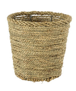 GloboStar® Artificial Garden THASSOS 20294 Διακοσμητικό Πλεκτό Καλάθι – Κασπώ Γλάστρα – Flower Pot Μπεζ με Καφέ Φ26cm x Υ24cm