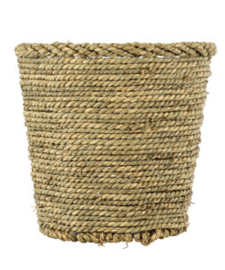 GloboStar® Artificial Garden THASSOS 20294 Διακοσμητικό Πλεκτό Καλάθι – Κασπώ Γλάστρα – Flower Pot Μπεζ με Καφέ Φ26cm x Υ24cm
