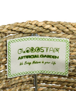 GloboStar® Artificial Garden THASSOS 20294 Διακοσμητικό Πλεκτό Καλάθι – Κασπώ Γλάστρα – Flower Pot Μπεζ με Καφέ Φ26cm x Υ24cm
