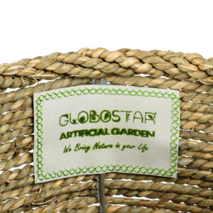 GloboStar® Artificial Garden THASSOS 20294 Διακοσμητικό Πλεκτό Καλάθι – Κασπώ Γλάστρα – Flower Pot Μπεζ με Καφέ Φ26cm x Υ24cm