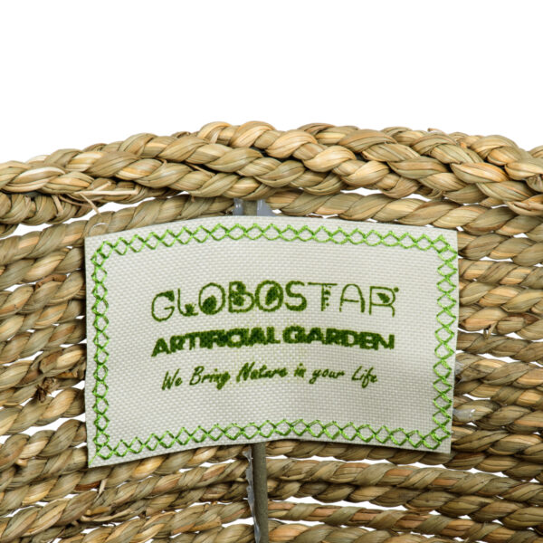 GloboStar® Artificial Garden THASSOS 20294 Διακοσμητικό Πλεκτό Καλάθι – Κασπώ Γλάστρα – Flower Pot Μπεζ με Καφέ Φ26cm x Υ24cm