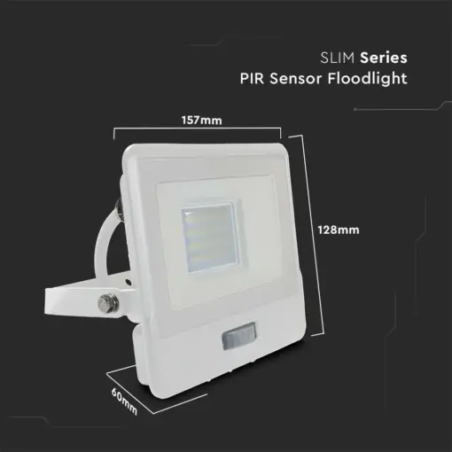 LED Προβολέας με Ανιχνευτή Κίνησης 1m Καλώδιο 20W V-TAC PRO Samsung Chip 100° 1510lm Λευκός IP65 Θερμό 3000K – 20295