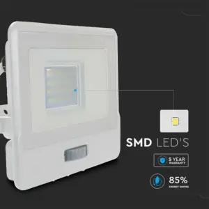 LED Προβολέας με Ανιχνευτή Κίνησης 1m Καλώδιο 20W V-TAC PRO Samsung Chip 100° 1510lm Λευκός IP65 Θερμό 3000K – 20295