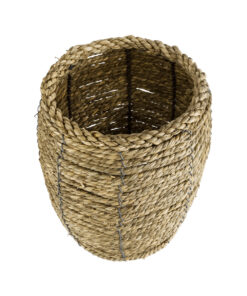 GloboStar® Artificial Garden THASSOS 20295 Διακοσμητικό Πλεκτό Καλάθι – Κασπώ Γλάστρα – Flower Pot Μπεζ Φ18 x Υ24cm