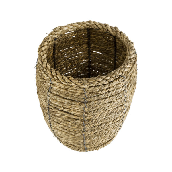 GloboStar® Artificial Garden THASSOS 20295 Διακοσμητικό Πλεκτό Καλάθι – Κασπώ Γλάστρα – Flower Pot Μπεζ Φ18 x Υ24cm