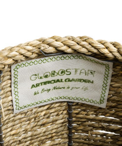 GloboStar® Artificial Garden THASSOS 20295 Διακοσμητικό Πλεκτό Καλάθι – Κασπώ Γλάστρα – Flower Pot Μπεζ Φ18 x Υ24cm