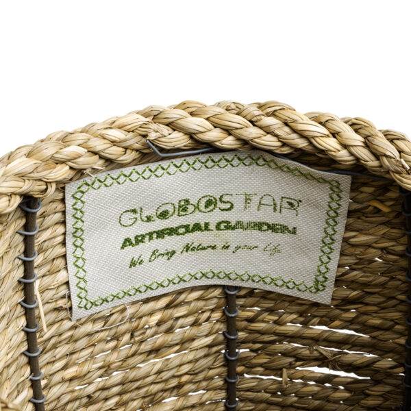 GloboStar® Artificial Garden THASSOS 20295 Διακοσμητικό Πλεκτό Καλάθι – Κασπώ Γλάστρα – Flower Pot Μπεζ Φ18 x Υ24cm