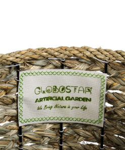 GloboStar® Artificial Garden SKOPELOS 20296 Διακοσμητικό Πλεκτό Καλάθι – Κασπώ Γλάστρα – Flower Pot Μπεζ με Καφέ Φ26cm x Υ36cm