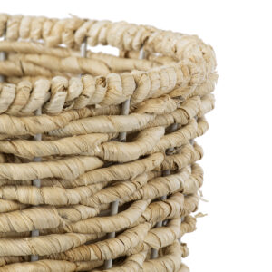 GloboStar® Artificial Garden LIMNOS 20299 Διακοσμητικό Πλεκτό Καλάθι – Κασπώ Γλάστρα – Flower Pot Μπεζ Φ26cm x Υ42cm