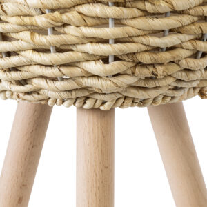 GloboStar® Artificial Garden LIMNOS 20299 Διακοσμητικό Πλεκτό Καλάθι – Κασπώ Γλάστρα – Flower Pot Μπεζ Φ26cm x Υ42cm