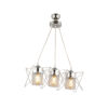 GloboStar® PLEX 202-0039 Μοντέρνο Φωτιστικό Οροφής Πλέγμα Τρίφωτο 3 x E27 IP20 Ασημί Μέταλλο με Διάφανο Γυαλί – Μ55 x Π20 x Υ70cm