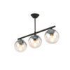 GloboStar® CITY 202-0043 Μοντέρνο Κρεμαστό Φωτιστικό Μπάλα Τρίφωτο 3 x E27 IP20 Μαύρο Μέταλλο με Διάφανο Γυαλί – Μ55 x Π15 x Υ43cm