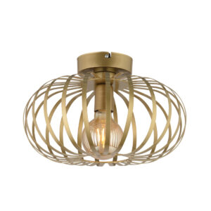 GloboStar® STAR 202-0050 Μοντέρνο Φωτιστικό Οροφής Πλέγμα Μονόφωτο 1 x E27 IP20 Χρυσό Μέταλλο – Μ40 x Π40 x Υ27cm