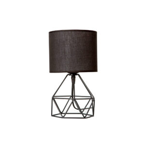 GloboStar® SHAPE 202-0059 Μοντέρνο Eπιτραπέζιο Φωτιστικό Μονόφωτο 1 x E27 IP20 Μαύρο Μέταλλο με Μαύρο Ύφασμα – Μ40 x Π40 x Υ27cm