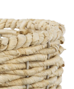 GloboStar® Artificial Garden LIMNOS 20300 Διακοσμητικό Πλεκτό Καλάθι – Κασπώ Γλάστρα – Flower Pot Μπεζ Φ26cm x Υ56cm