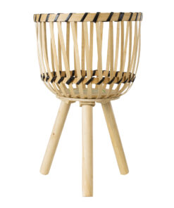 GloboStar® Artificial Garden FOLEGANDROS 20301 Διακοσμητικό Πλεκτό Καλάθι – Κασπώ Γλάστρα – Flower Pot Μπεζ με Καφέ Φ25cm x Υ37cm