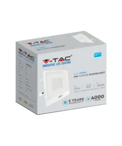 LED Προβολέας με Ανιχνευτή Κίνησης 50W V-TAC PRO Samsung Chip 100° 4000lm Λευκός με 1m καλώδιο IP65 Ψυχρό 6500K – 20303