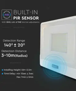 LED Προβολέας με Ανιχνευτή Κίνησης 50W V-TAC PRO Samsung Chip 100° 4000lm Λευκός με 1m καλώδιο IP65 Ψυχρό 6500K – 20303