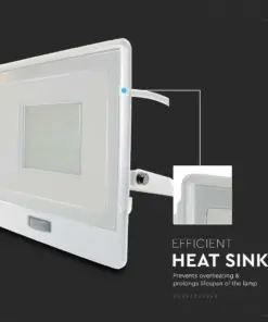 LED Προβολέας με Ανιχνευτή Κίνησης 50W V-TAC PRO Samsung Chip 100° 4000lm Λευκός με 1m καλώδιο IP65 Ψυχρό 6500K – 20303