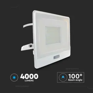 LED Προβολέας με Ανιχνευτή Κίνησης 50W V-TAC PRO Samsung Chip 100° 4000lm Λευκός με 1m καλώδιο IP65 Ψυχρό 6500K – 20303