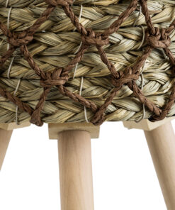 GloboStar® Artificial Garden SAMOS 20303 Διακοσμητικό Πλεκτό Καλάθι – Κασπώ Γλάστρα – Flower Pot Μπεζ με Καφέ Φ22cm x Υ34cm