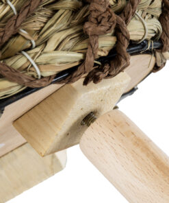 GloboStar® Artificial Garden SAMOS 20303 Διακοσμητικό Πλεκτό Καλάθι – Κασπώ Γλάστρα – Flower Pot Μπεζ με Καφέ Φ22cm x Υ34cm