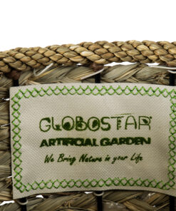 GloboStar® Artificial Garden SAMOS 20303 Διακοσμητικό Πλεκτό Καλάθι – Κασπώ Γλάστρα – Flower Pot Μπεζ με Καφέ Φ22cm x Υ34cm