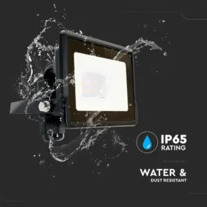 LED Προβολέας 10W V-TAC PRO Samsung Chip Μαύρος 100° 735lm Αδιάβροχος IP65 Θερμό 3000K – 20304