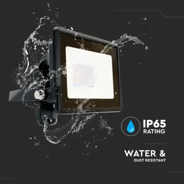 LED Προβολέας 10W V-TAC PRO Samsung Chip Μαύρος 100° 735lm Αδιάβροχος IP65 Θερμό 3000K – 20304