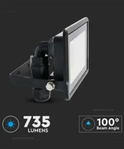 LED Προβολέας 10W V-TAC PRO Samsung Chip Μαύρος 100° 735lm Αδιάβροχος IP65 Θερμό 3000K – 20304
