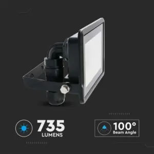 LED Προβολέας 10W V-TAC PRO Samsung Chip Μαύρος 100° 735lm Αδιάβροχος IP65 Θερμό 3000K – 20304