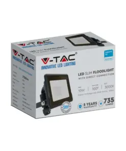 LED Προβολέας 10W V-TAC PRO Samsung Chip Μαύρος 100° 735lm Αδιάβροχος IP65 Θερμό 3000K – 20304