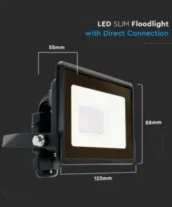 LED Προβολέας 10W V-TAC PRO Samsung Chip Μαύρος 100° 735lm Αδιάβροχος IP65 Θερμό 3000K – 20304