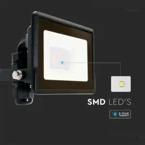 LED Προβολέας 10W V-TAC PRO Samsung Chip Μαύρος 100° 735lm Αδιάβροχος IP65 Θερμό 3000K – 20304