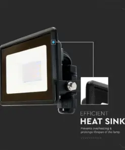 LED Προβολέας 10W V-TAC PRO Samsung Chip Μαύρος 100° 735lm Αδιάβροχος IP65 Θερμό 3000K – 20304
