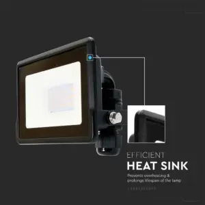 LED Προβολέας 10W V-TAC PRO Samsung Chip Μαύρος 100° 735lm Αδιάβροχος IP65 Θερμό 3000K – 20304