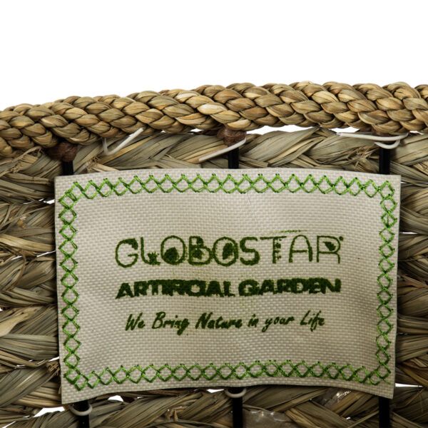 GloboStar® Artificial Garden SAMOS 20304 Διακοσμητικό Πλεκτό Καλάθι – Κασπώ Γλάστρα – Flower Pot Μπεζ με Καφέ Φ27cm x Υ45cm