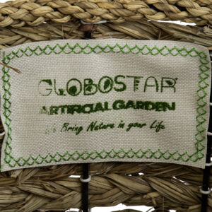 GloboStar® Artificial Garden SAMOS 20305 Διακοσμητικό Πλεκτό Καλάθι – Κασπώ Γλάστρα – Flower Pot Μπεζ με Καφέ Φ32cm x Υ58cm