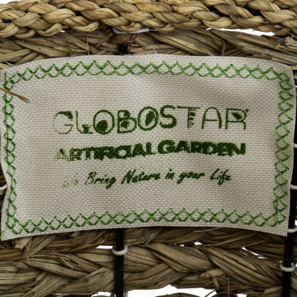 GloboStar® Artificial Garden SAMOS 20305 Διακοσμητικό Πλεκτό Καλάθι – Κασπώ Γλάστρα – Flower Pot Μπεζ με Καφέ Φ32cm x Υ58cm