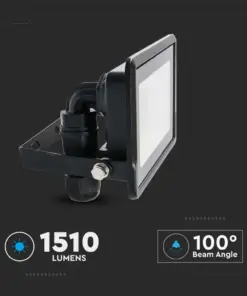 LED Προβολέας 20W V-TAC PRO Samsung Chip Μαύρος 100° 1510lm Αδιάβροχος IP65 Θερμό 3000K – 20307