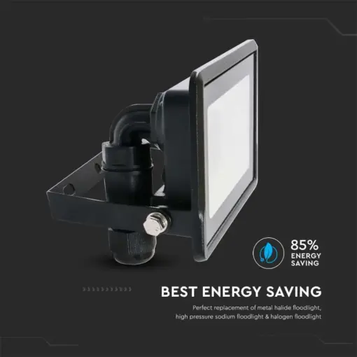 LED Προβολέας 20W V-TAC PRO Samsung Chip Μαύρος 100° 1510lm Αδιάβροχος IP65 Θερμό 3000K – 20307