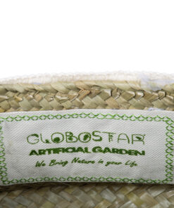 GloboStar® Artificial Garden MILOS 20307 Διακοσμητικό Ψάθινο Καλάθι – Κασπώ Γλάστρα – Flower Pot Μπεζ με Μακραμέ Φ21cm x Υ26cm