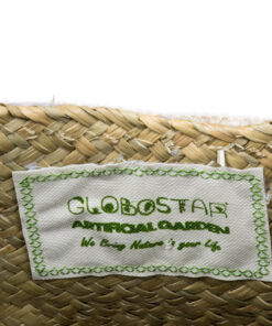 GloboStar® Artificial Garden MILOS 20308 Διακοσμητικό Ψάθινο Καλάθι – Κασπώ Γλάστρα – Flower Pot Μπεζ με Μακραμέ Φ32cm x Υ28cm